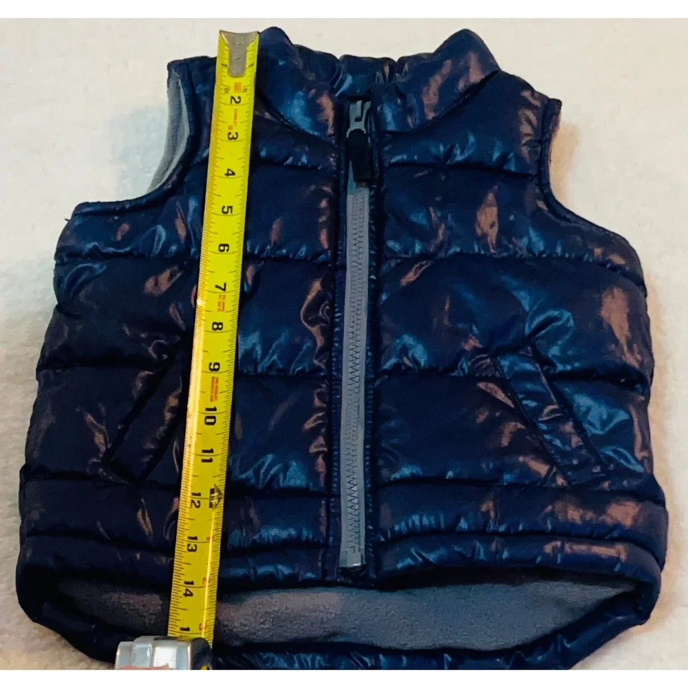 Old Navy Kids Navy Blue Glossy Puffer Vest Fleece Lined 18-24 Months